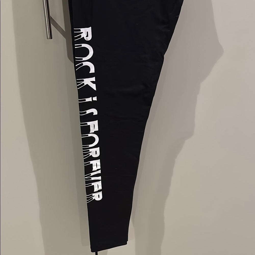 LuLaRoe Black Leggings with White Text